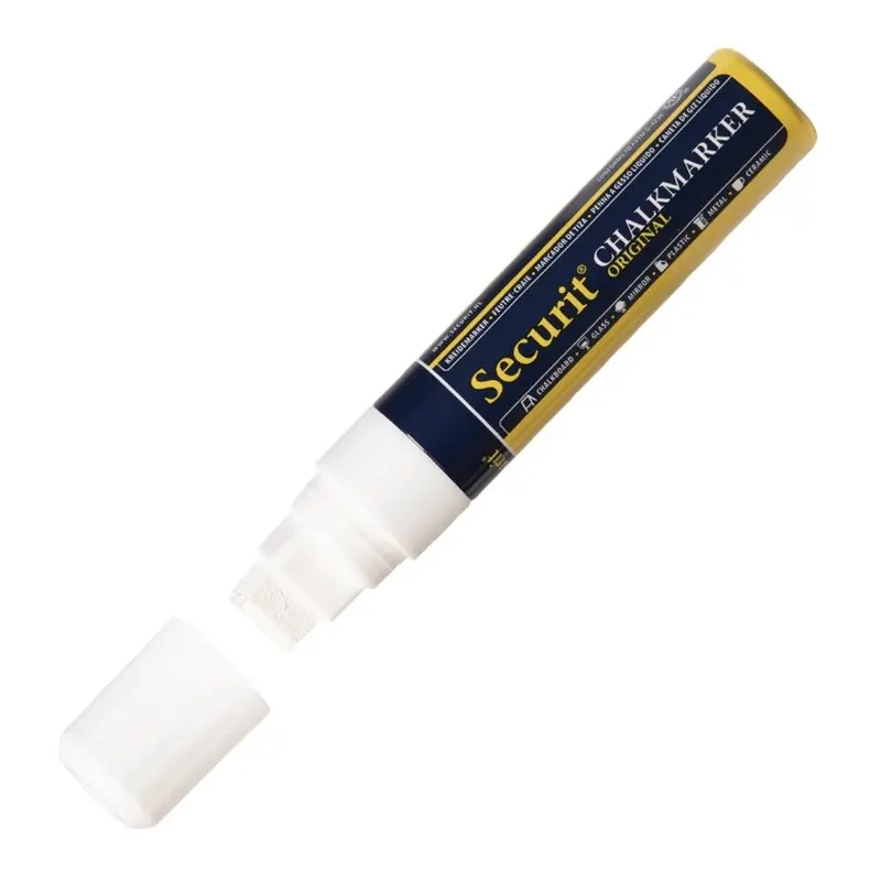 Marqueur craie Blanc Securit 15mm pointe oblongue
