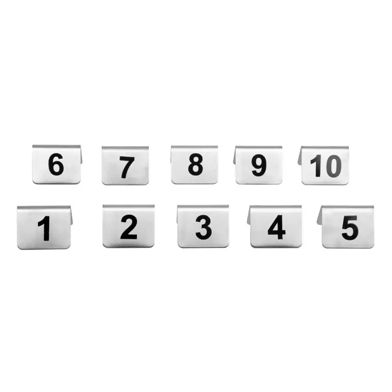 Lot de numéros de table en acier inoxydable de 1-10 - 35(H) x 51(L) x 38(P) mm 