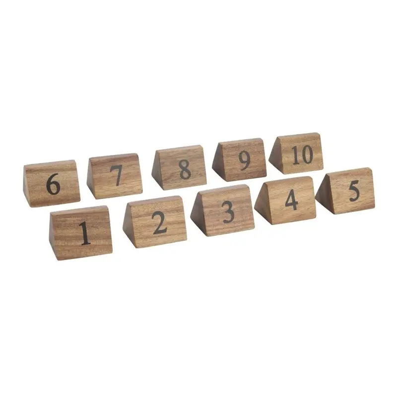 Lot de numéros de table en bois de 1-10 Dimensions 55(H) x 35(L) x 35(P)mm