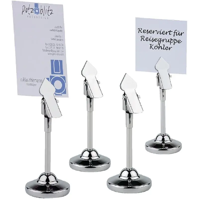 4 supports à pince inox pour numéros de table 105mm