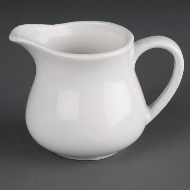 4 Pots à lait Olympia Athena 170ml : 75(H)mm x 75(L)mm. Avec poignée: 75(H)mm x 100(L)mm.
