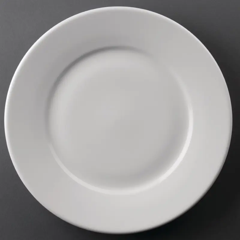 12 assiettes blanches à bord large Olympia Athena 254mm