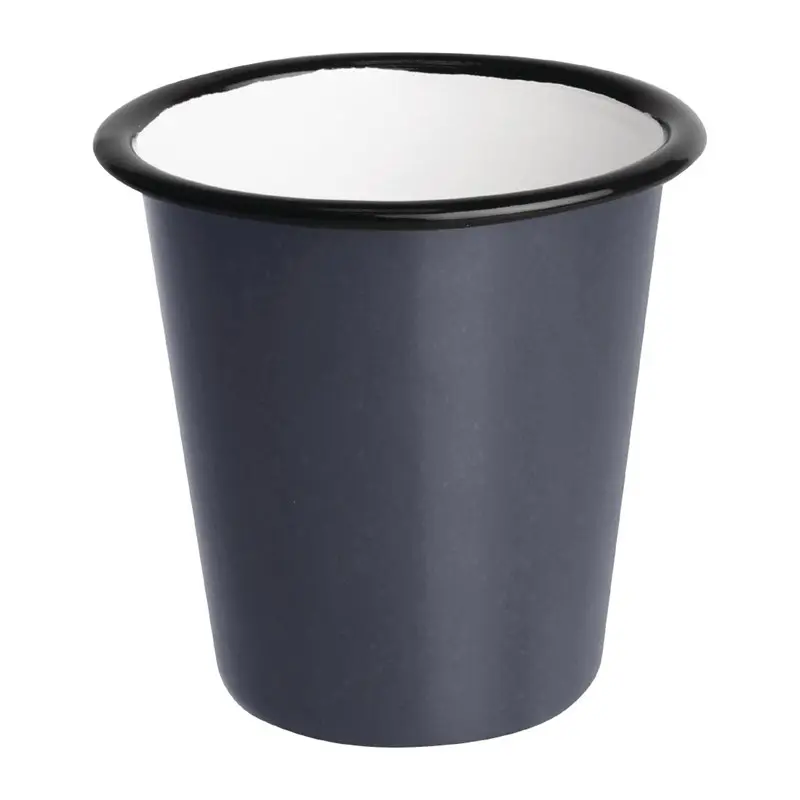 6 gobelets / mug en acier émaillé gris et noir Olympia 310ml : 90(H)mm x 90(Ø)mm