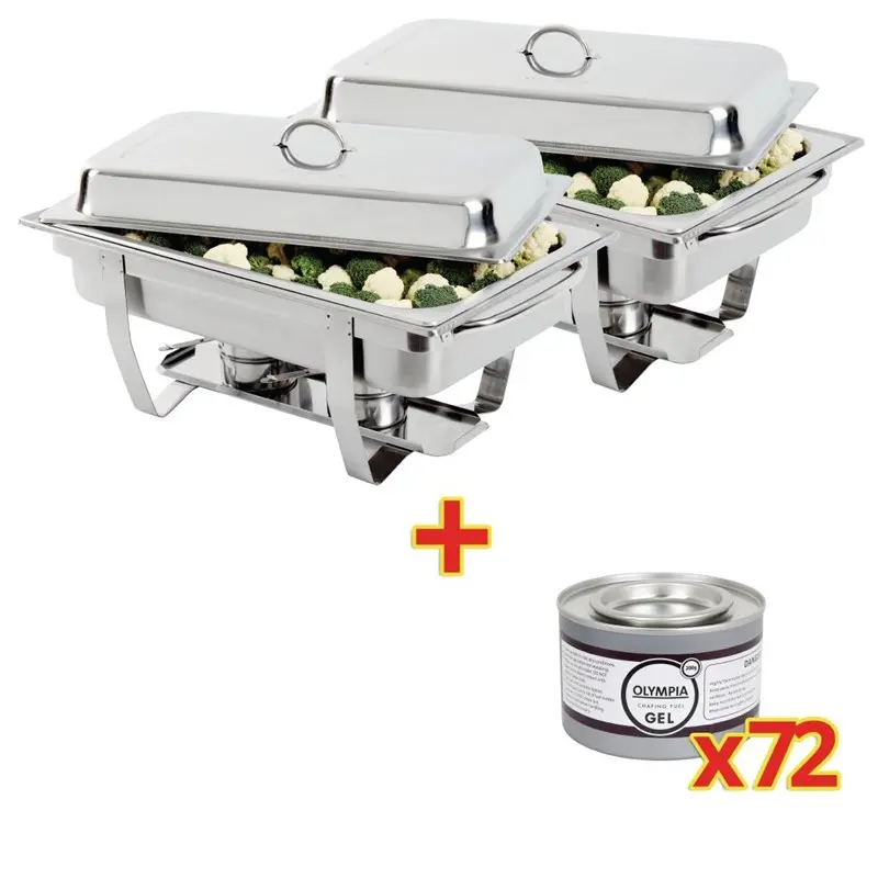 2 Chafing-dish-Olympia-Milan-GN-1/1 avec 72 capsules de gel combustible (copie)