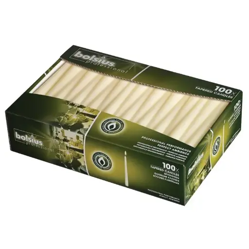 [P962] 100 Bougies Effilées Bolsius 254 Mm Ivoire - 254mm