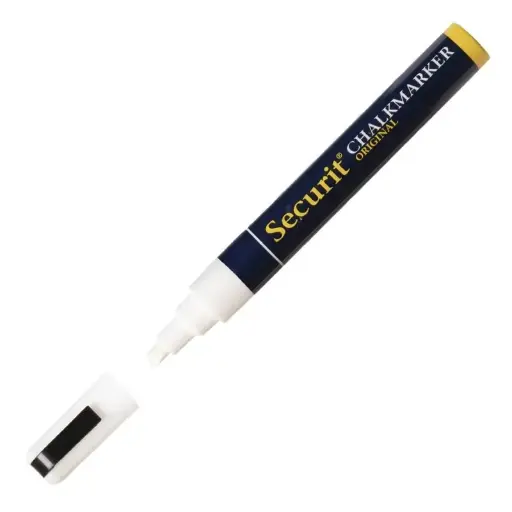 [P520] Marqueur Craie 6mm Pointe biseautée. Securit Blanc