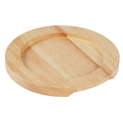 [GJ555] Support en bois hévéa clair 210(Ø) pour plat rond en fonte avec oreilles GJ554 Olympia 