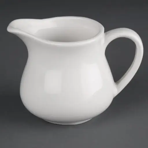 [CF370] 4 Pots à lait Olympia Athena 170ml : 75(H)mm x 75(L)mm. Avec poignée: 75(H)mm x 100(L)mm.