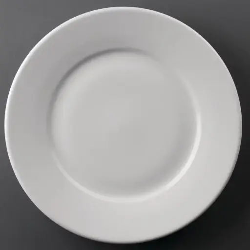 [CC209] 12 assiettes blanches à bord large Olympia Athena 254mm