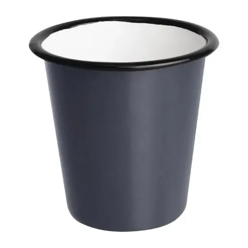[DC393] 6 gobelets / mug en acier émaillé gris et noir Olympia 310ml : 90(H)mm x 90(Ø)mm