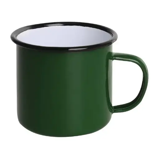[DC396] 6 Mugs en acier émaillé vert et noir Olympia 350ml : 80(H)mm x 90(Ø)mm
