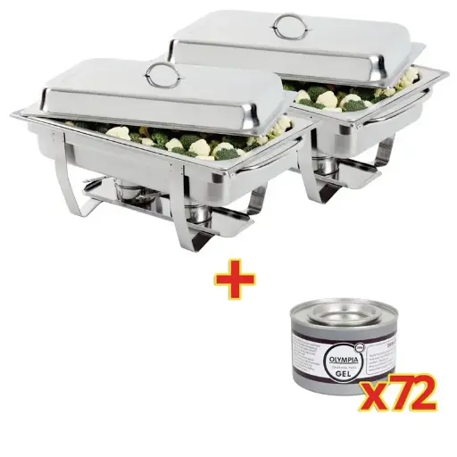 [S601] 2 Chafing-dish-Olympia-Milan-GN-1/1 avec 72 capsules de gel combustible (copie)
